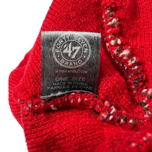 San Francisco 49ers Camo Cuffed Pompom Beanie Forty Seven NFL Licensed Red White - Picture 4 of 6